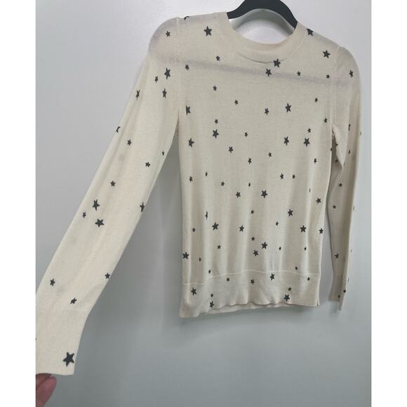 Banana Republic Silk Cashmere Crewneck Sweater Cream Stars America 4th Women XS - Picture 2 of 11